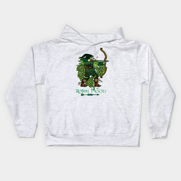 Robin Hood (Full Color Version) Kids Hoodie by celtichammerclub